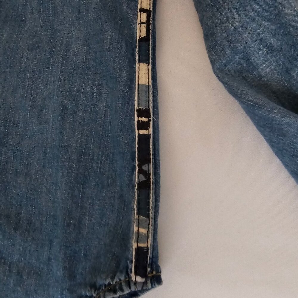 Gap 1969 Blue Horse Print Shoulder Side Pattern Trim Denim Western Shirt Size M - Picture 8 of 13